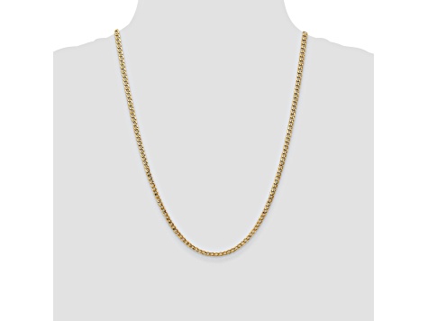 14k Yellow Gold 3.35mm Semi-solid Curb Link Chain 24"