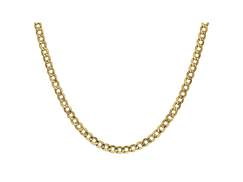 14k Yellow Gold 4.3mm Semi-Solid Curb Link Chain 16