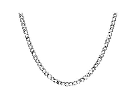 14k White Gold 4.3mm Semi-Solid Curb Link Chain 16"