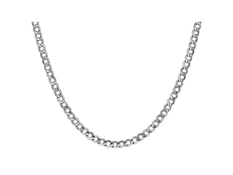 14k White Gold 4.3mm Semi-Solid Curb Link Chain
 18"