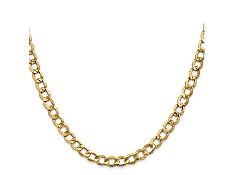 Solid Gold Necklace, 14K Yg, Flat Cuban Chain 24 5.25mm