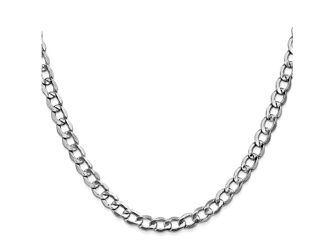 14k White Gold 5.25mm Semi-Solid Curb Link Chain 16