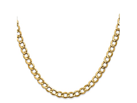14k Yellow Gold 5.25mm Semi-Solid Curb Link Chain
 18"