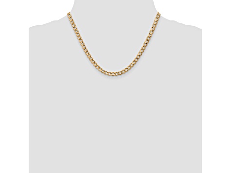 14k Yellow Gold 5.25mm Semi-Solid Curb Link Chain
 18"