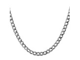 14k White Gold 5.25mm Semi-Solid Curb Link Chain
 24"