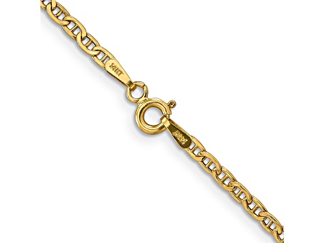 14k Yellow Gold 2.40mm Semi-Solid Mariner Chain 16 inch