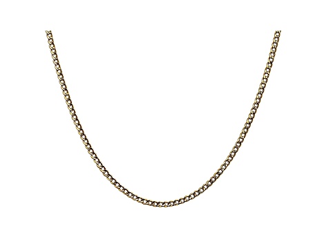 14k Yellow Gold 2.5mm Semi-Solid Curb Link Chain
 18"