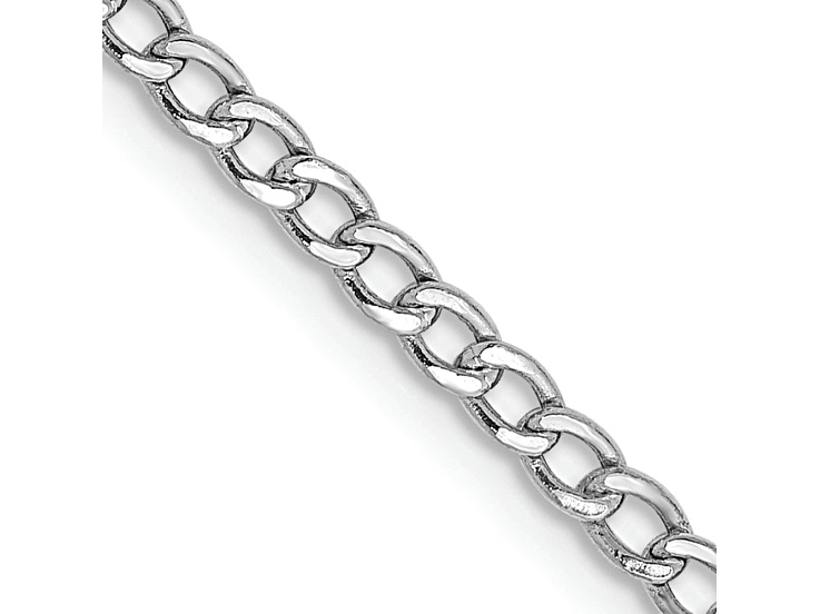 14k White Gold 2.5mm Semi-Solid Curb Link Chain 22"