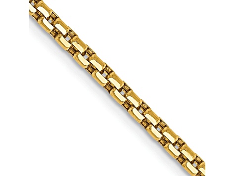 14K Yellow Gold 2.45mm Hollow Round Box Chain 22"