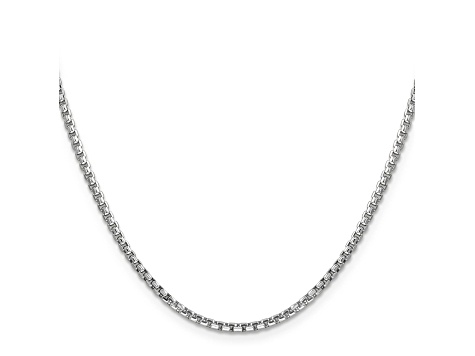 14K White Gold 2.45mm Hollow Round Box Chain 18"