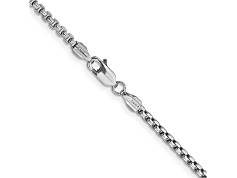 14K White Gold 2.45mm Hollow Round Box Chain 24"