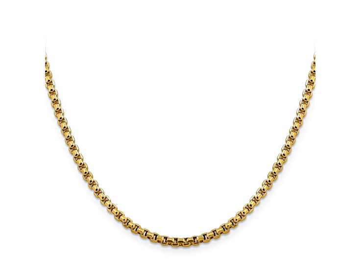 14k Yellow Gold 3.6mm Hollow Round Box Chain 24