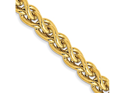 14k Yellow Gold 4.15mm Semi-solid Wheat Chain  22"