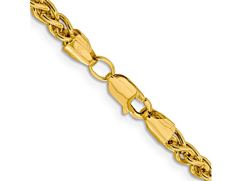 14k Yellow Gold 4.15mm Semi-solid Wheat Chain  22"