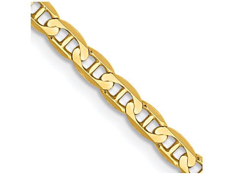 14k Yellow Gold 3mm Concave Mariner Chain 16 inch