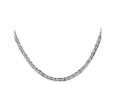 14k White Gold 3mm Concave Mariner Chain 18 inch