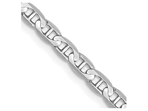 14k White Gold 3mm Concave Mariner Chain 18 inch