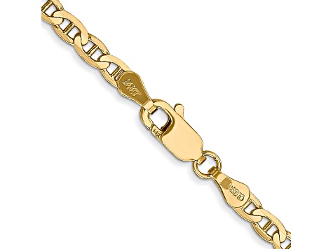 14k Yellow Gold 3mm Concave Mariner Chain 20 inch
