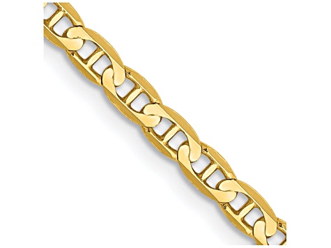 14k Yellow Gold 3mm Concave Mariner Chain 22 inch
