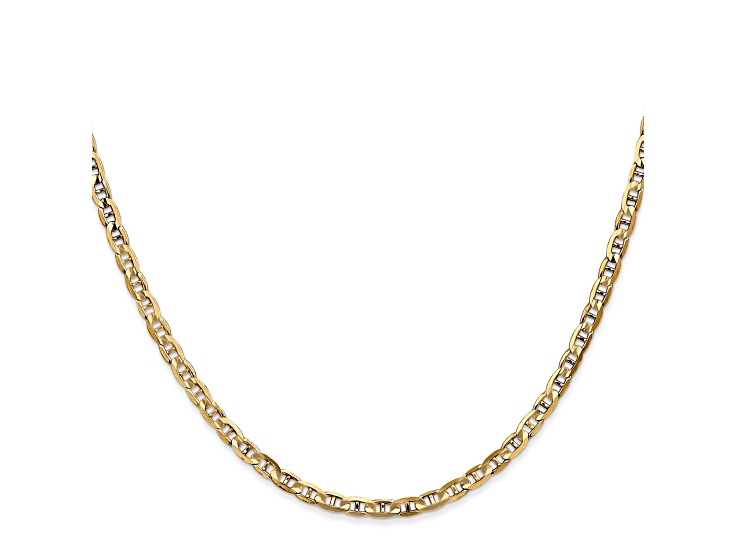 14k Yellow Gold 3mm Concave Mariner Chain 24 inch