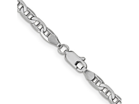 14k White Gold 3.75mm Concave Mariner Chain
 18 inch
