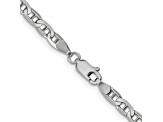 14k White Gold 3.75mm Concave Mariner Chain 24 inch