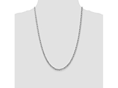 14k White Gold 3.75mm Concave Mariner Chain 24 inch