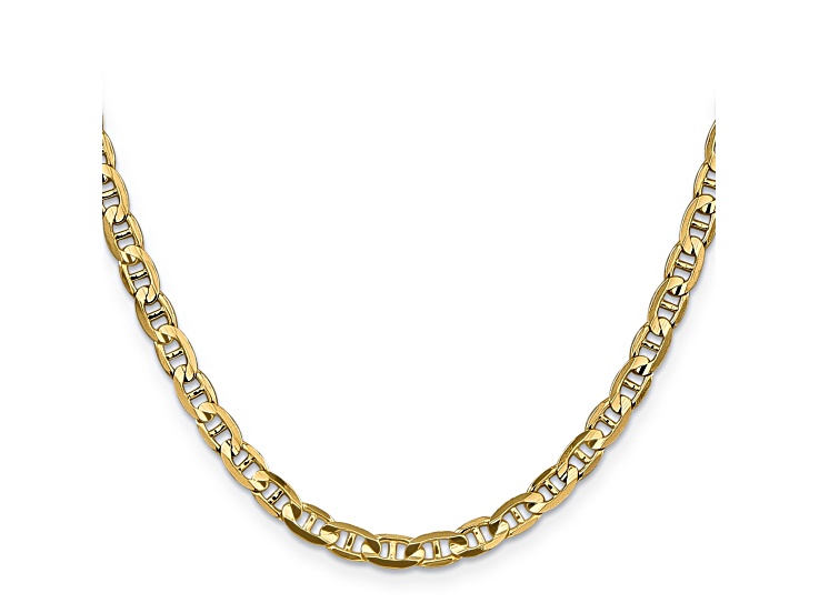 14k Yellow Gold 4.5mm Concave Mariner Chain 16 inch