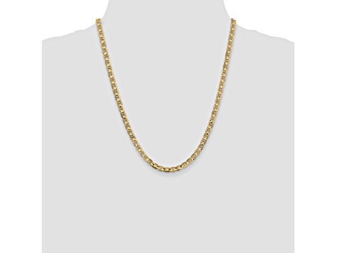 14k Yellow Gold 4.5mm Concave Mariner Chain 22 inch