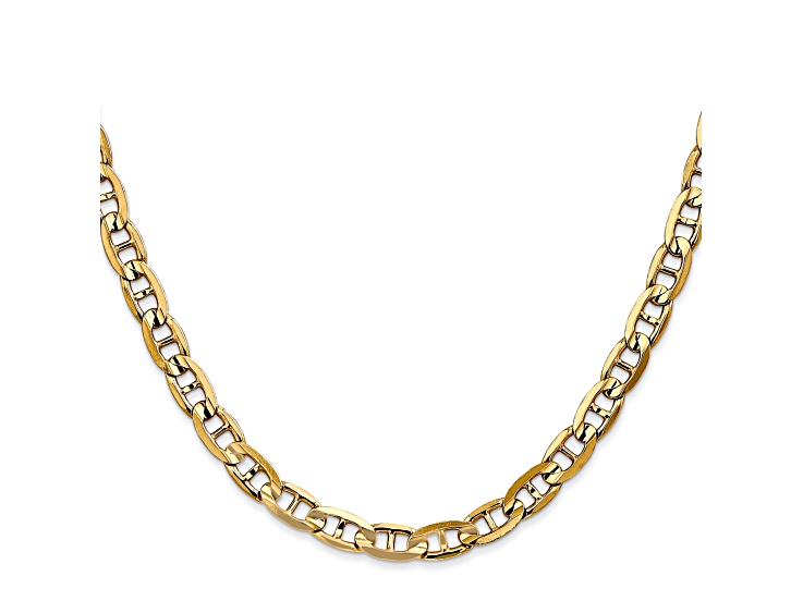14k Yellow Gold 5.25mm Concave Mariner Chain 22 inch