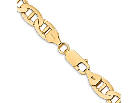 14k Yellow Gold 7mm Concave Mariner Chain 18 inch