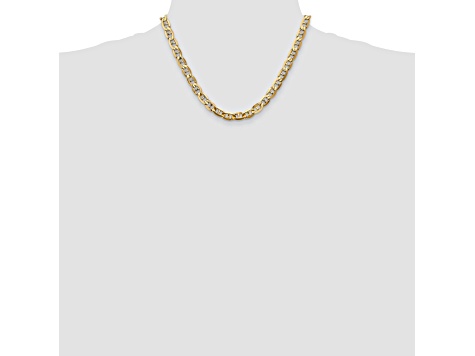 14k Yellow Gold 7mm Concave Mariner Chain 18 inch