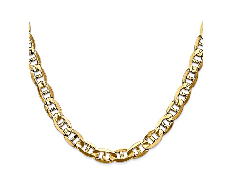 14k Yellow Gold 7mm Concave Mariner Chain 20 inch