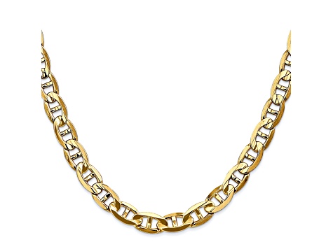 14k Yellow Gold 7mm Concave Mariner Chain 22 inch