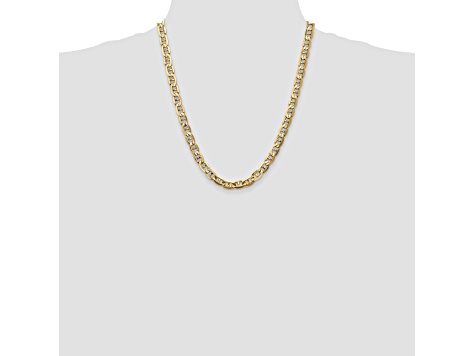 14k Yellow Gold 7mm Concave Mariner Chain 22 inch