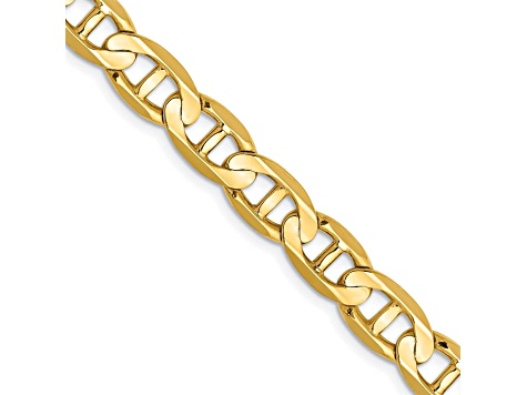 14k Yellow Gold 7mm Concave Mariner Chain 24 inch