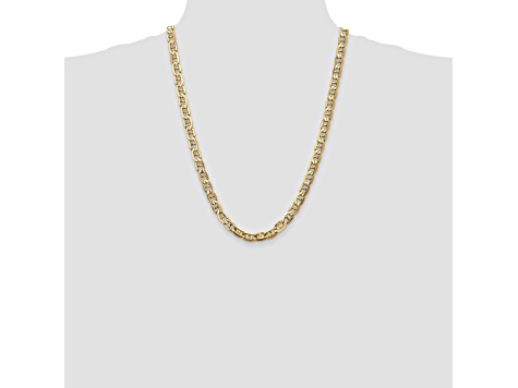 14k Yellow Gold 7mm Concave Mariner Chain 24 inch