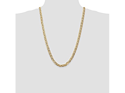 14k Yellow Gold 7mm Concave Mariner Chain 26 inch