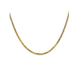 14k yellow gold 2.2mm polished flat beveled curb chain with lobster clasp. Measures 18"L x 3/32"W.