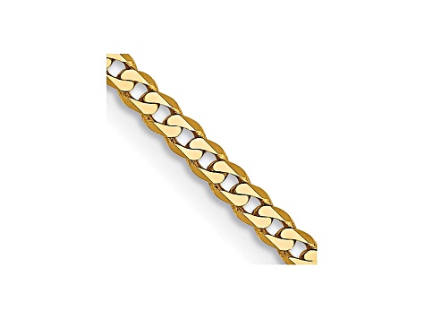 14k Yellow Gold 2.2mm Beveled Curb Chain 20"