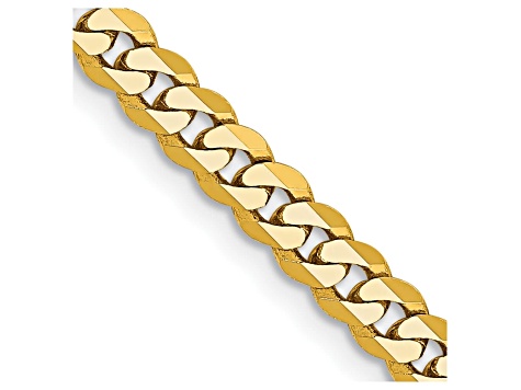 14k Yellow Gold 3.2mm Beveled Curb Chain 16"