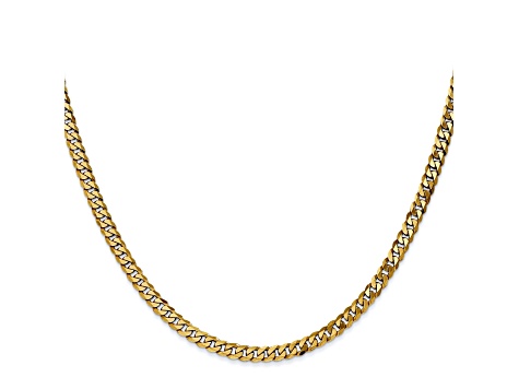 14k Yellow Gold 3.2mm Beveled Curb Chain 24