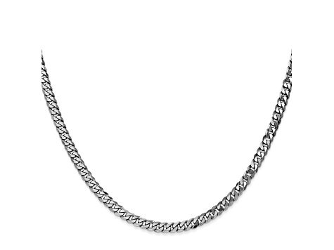 14k White Gold 3.2mm Beveled Curb Chain 18"