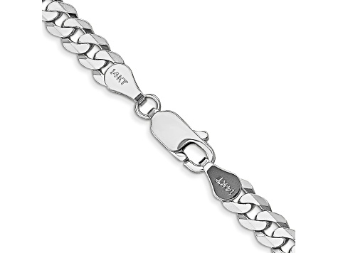 14k White Gold 4.75mm Beveled Curb Chain 18"