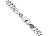 14k White Gold 4.75mm Beveled Curb Chain 24"