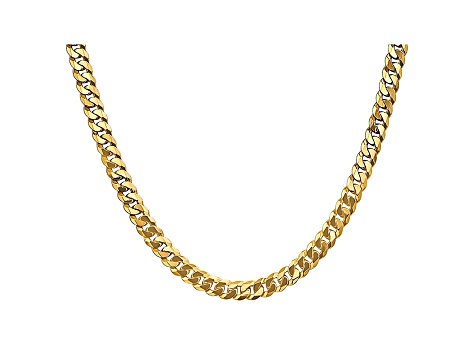 14k Yellow Gold 6.25mm Beveled Curb Chain 18"