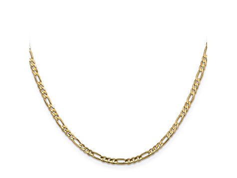 14k Yellow Gold 3mm Concave Open Figaro Chain 16"