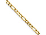 14k yellow gold 4mm concave open figaro chain with lobster clasp. Measures 16"L x 5/32"W.