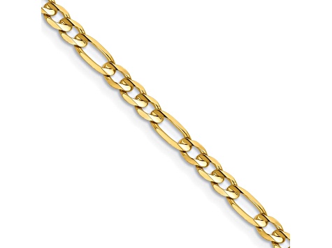 14k Yellow Gold 4mm Concave Open Figaro Chain 18"