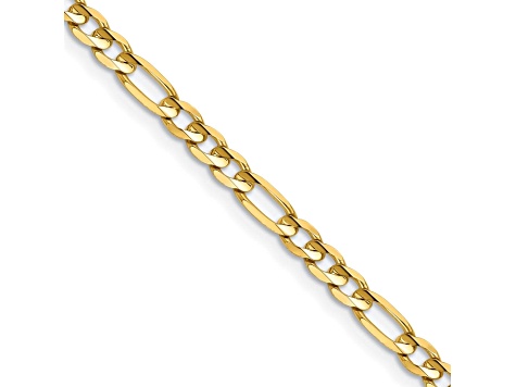 14k Yellow Gold 4mm Concave Open Figaro Chain 20"